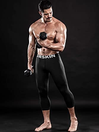 Photo 1 of  Men’s 3/4 Compression Pants Tights Leggings Shorts Sports Baselayer Running Workout Active Cool Dry LRGE
