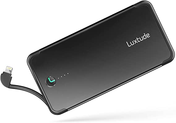 Photo 1 of Luxtude 10000mAh Portable Charger for iPhone Built-in Lightning Cable, Mfi Apple Certified Slim Power Bank Portable Phone Charger, Fast Charging External Battery Pack for iPhone, Samsung, iPad etc.
