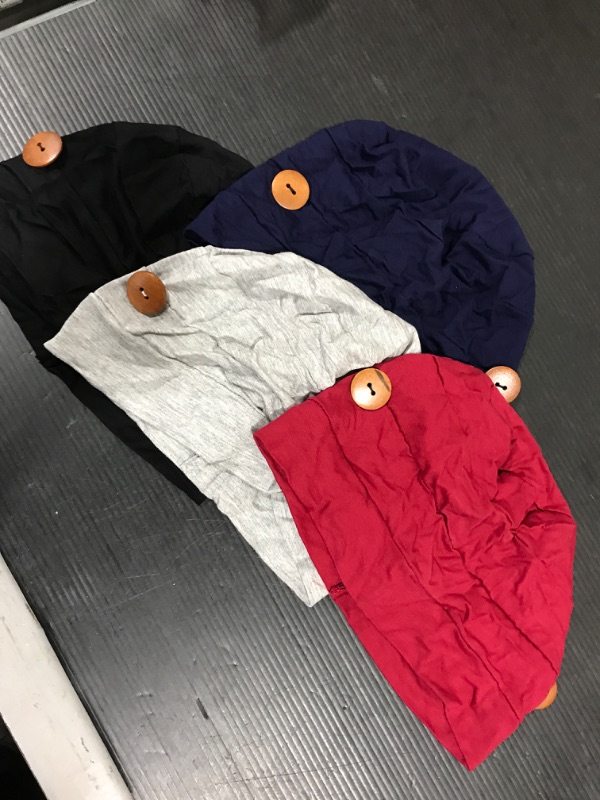 Photo 1 of 4 PACK KIDS BEANIES THIN WITH BUTTONS 