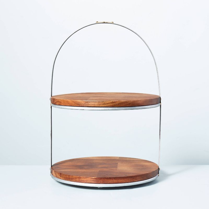 Photo 1 of 2-Tier Wood & Metal Cake Stand - Hearth & Hand™ with Magnolia



