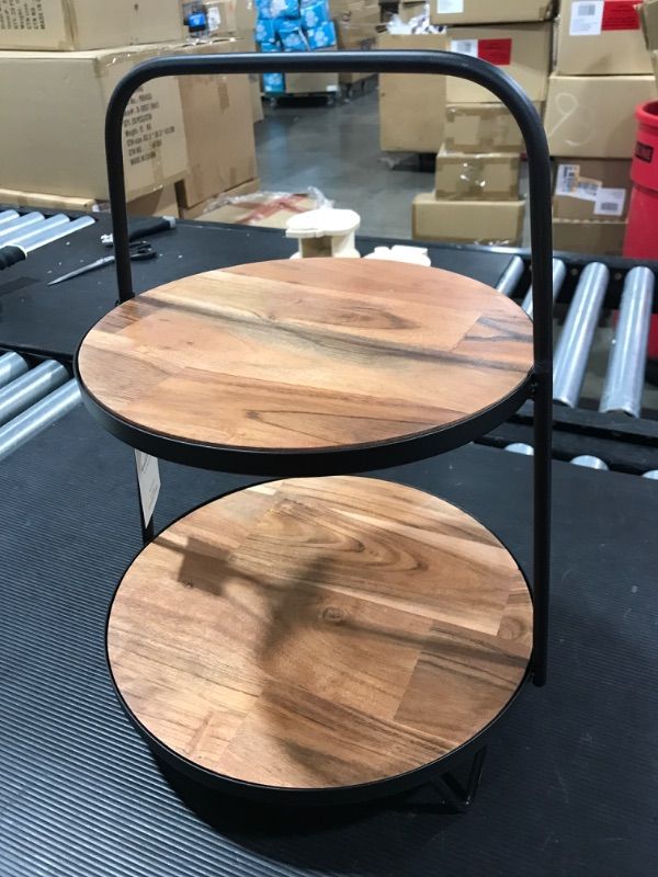 Photo 1 of 2-Tier Wood & Metal Serving Stand - Hearth & Hand™ with Magnolia

