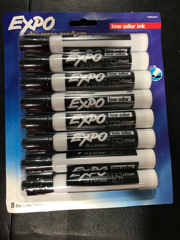 Photo 2 of Expo Low-Odor Dry Erase Markers Chisel Tip Black 8-Count