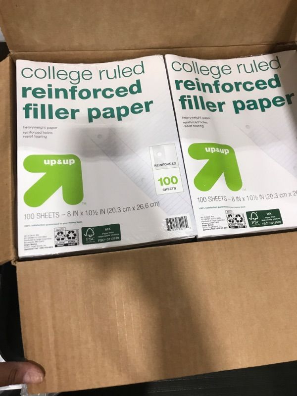 Photo 2 of 24 PACKS    100ct College Ruled Reinforced Filler Paper - up  up