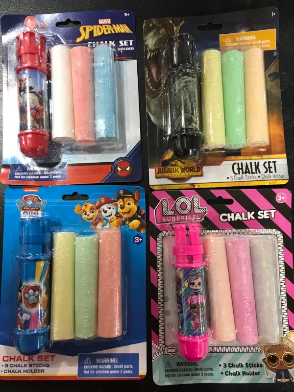 Photo 1 of [4 Pack] Outdoor Chalk Set w/ Character Holder & 3 Chalk Sticks