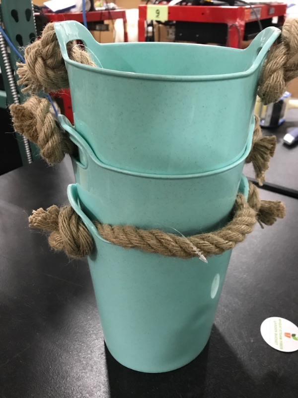 Photo 2 of [3 Pack] Wheat Straw Fiber Garden Bucket [Blue]