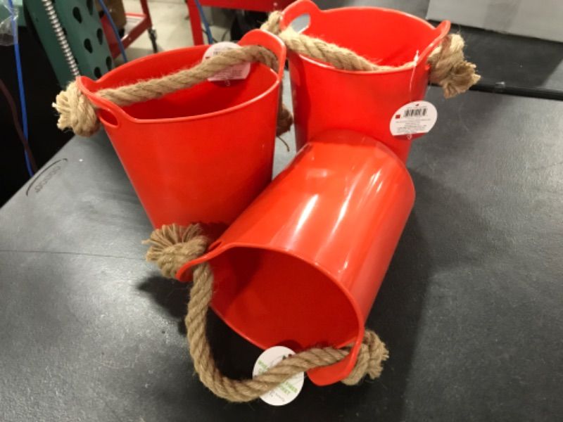 Photo 1 of [3 Pack] Wheat Straw Fiber Garden Bucket [Red]