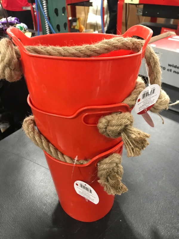 Photo 2 of [3 Pack] Wheat Straw Fiber Garden Bucket [Red]