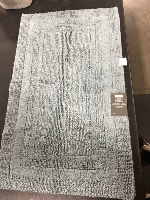 Photo 2 of 20"x34" Performance Cotton Reversible Bath Rug - Threshold™ [Aqua]
