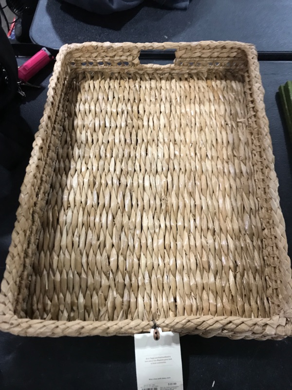 Photo 2 of 14" X 20" Natural Woven Tray with Handles Beige - Hearth & Hand™ with Magnolia
