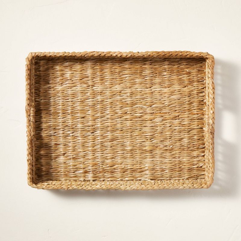Photo 1 of 14" X 20" Natural Woven Tray with Handles Beige - Hearth & Hand™ with Magnolia
