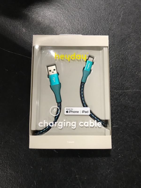 Photo 2 of Heyday 6' Lightning to USB-a Braided Cable - Teal
