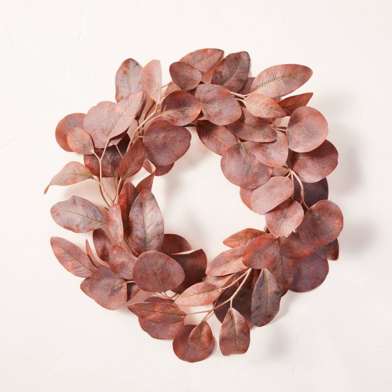 Photo 1 of 12" Faux Rusted Eucalyptus Wreath - Hearth & Hand™ with Magnolia
