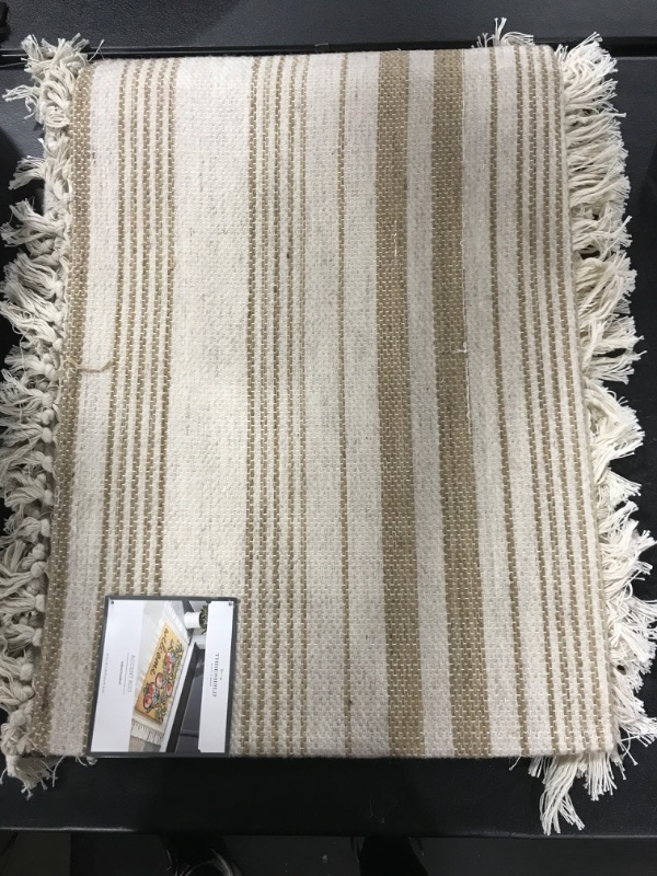 Photo 2 of 2'x3' Pet Tapestry with Fringes Woven Indoor/Outdoor Rug Khaki/Ivory - Threshold™
