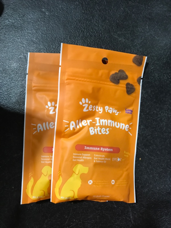 Photo 1 of [2 Pack] Zesty Paws Aller-Immune Bites Soft Chews for Dogs - Lamb - 10ct