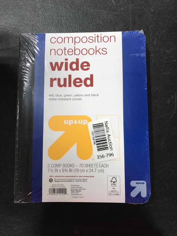 Photo 2 of 5pk Wide Ruled Solid Composition Notebooks - up  up