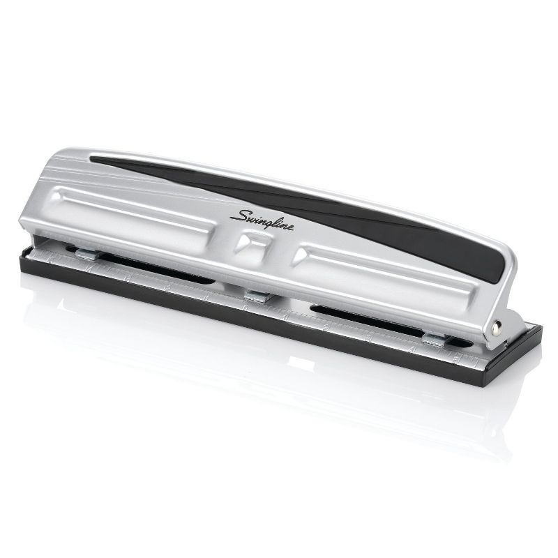 Photo 1 of Swingline Desktop Hole Punch, Hole Puncher, Pro Punch, Adjustable, 2-3 Holes, 10 Sheet Punch Capacity, Black/Silver