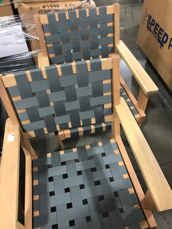 Photo 3 of 2pk Wood & Strapping Patio Club Chairs - Threshold™ designed with Studio McGee

