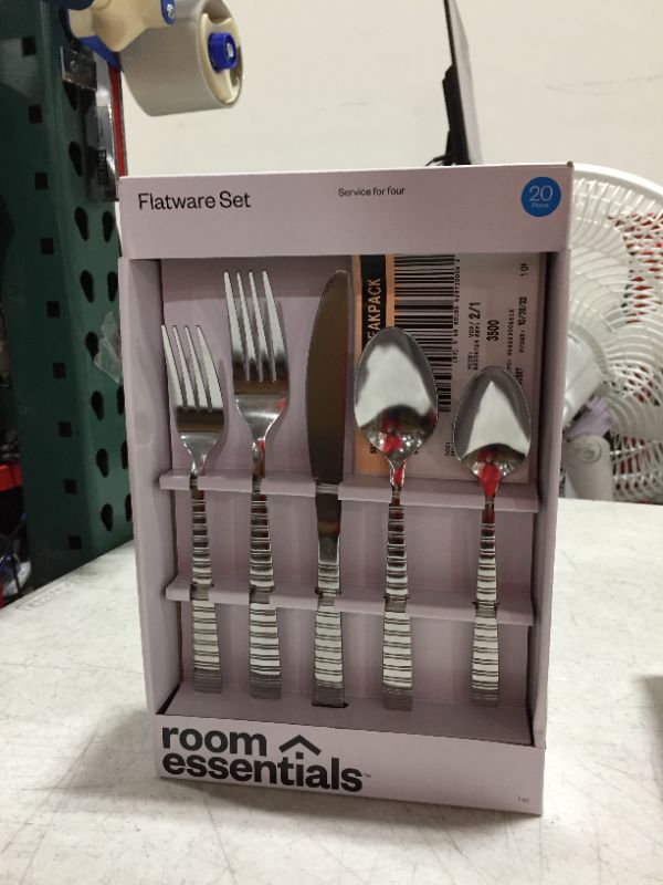 Photo 2 of 20pc Stainless Steel Striped Silverware Set - Room Essentials