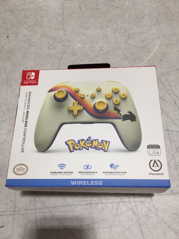 Photo 2 of PowerA Enhanced Wireless Controller for Nintendo Switch Pokemon Pikachu Retro - White