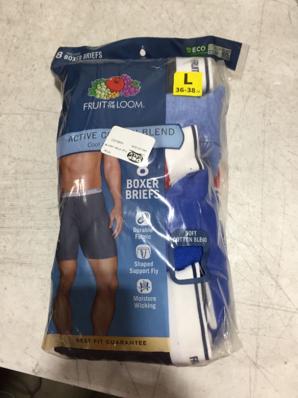 Photo 2 of Fruit of the LOom Men's Active Cotton Boxer Briefs 8pk - Coors May Vary - Lrg
