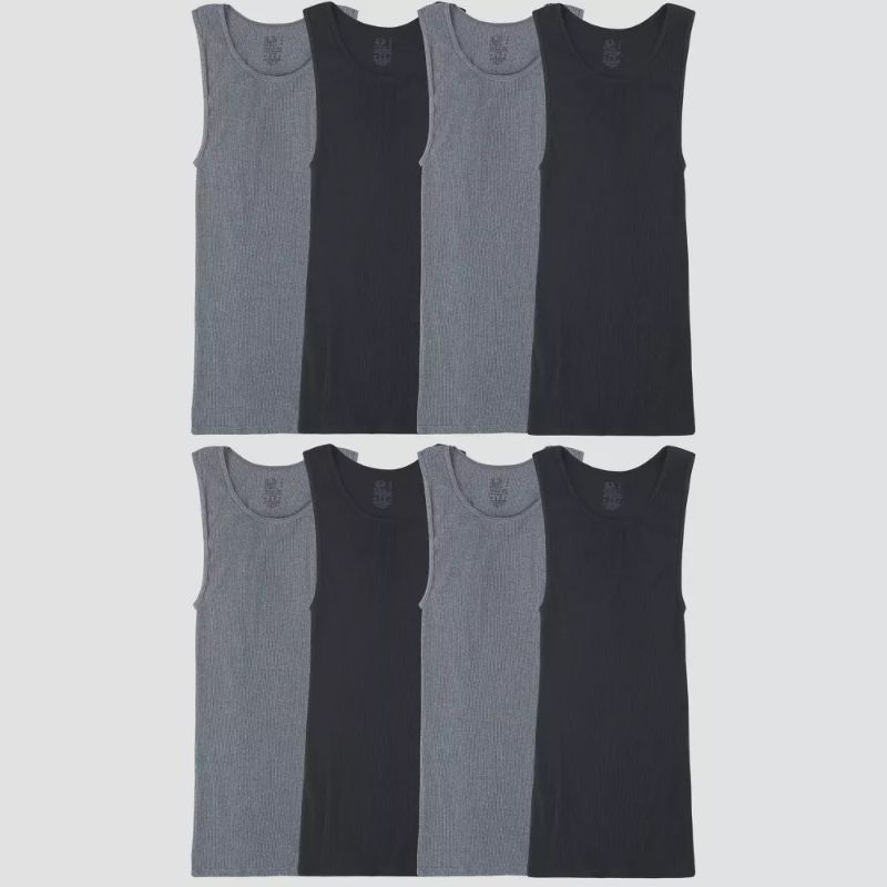 Photo 1 of Fruit of the Loom Men's Active Cotton A-Shirt 8pk - Black/Gray - XL
