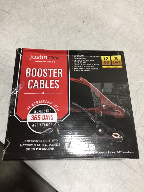 Photo 2 of 12ft 8 Gauge Booster Cables Red - Justin Case
