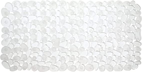 Photo 1 of 13.75 in. x 26.5 in. Pebblz Bath Mat in Clear