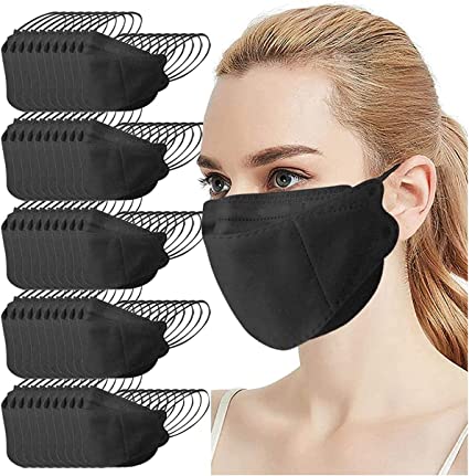 Photo 1 of 50PCS Adult's KF94 Face_KF94_Mask, 4-Ply Filt?r Black KF94 Màsk for Adult, 3D Design Shape Face Protection Covering with Elastic Earloop and Nose Clip 