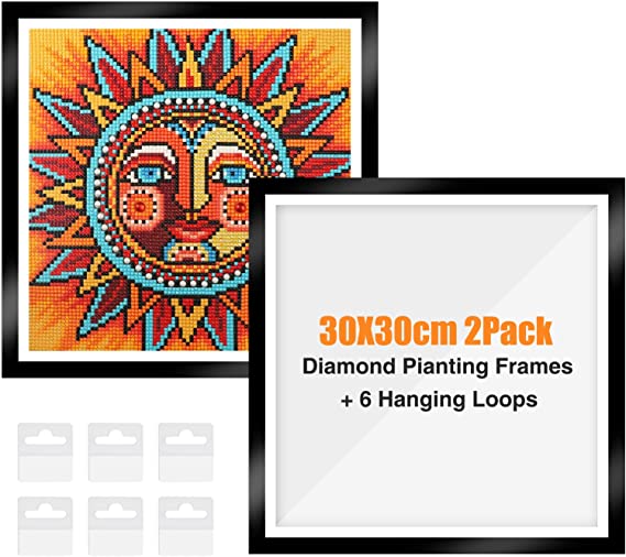 Photo 1 of 10 x 10 in DIY Diamond Painting Frames, Picture Frames for Gem Painting Kit, Accessories for Diamond Art, Art Frames for Wall Decor or Table Top Display Compatible with 30x30cm Canvas 2Pack by WDLAND