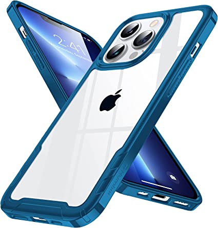 Photo 1 of Humixx Crystal Clear Designed for iPhone 13 Pro Max Case [Not Yellowing][Military Grade Tested][Non-Slip] Hard Back and TPU Bumper, Slim Fit Protective Case for iPhone 13 Pro Max 6.7'' Navy Blue