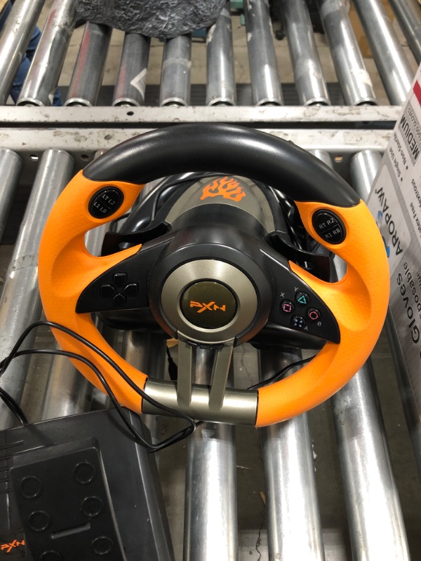 Photo 2 of PXN V3II Gaming Steering Wheel,PC Racing Wheel Used - Like New with Pedals for Racing Games Driving Wheel for PC,PS4,PS3,Xbox One,Nintendo switch,Xbox Series S / X?Orange?
