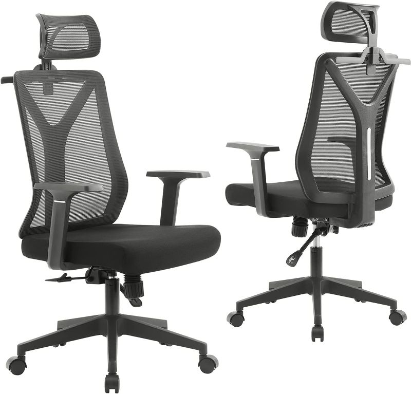 Photo 1 of FENICHI Office Chair Ergonomic Home Office Desk Chairs,Adjustable Height Big and Tall Mesh Computer Chair,Reclining Chair,Comfortable and Ergonomic Gaming Chair for Home Office (Black-1pack)
