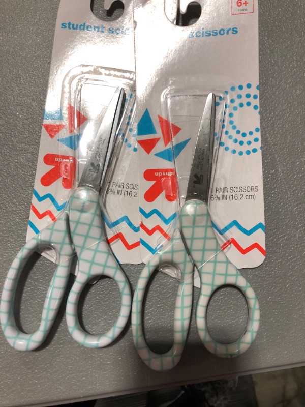 Photo 2 of 2 pairs of 6'' Student Scissors Teal Grid - up & up™