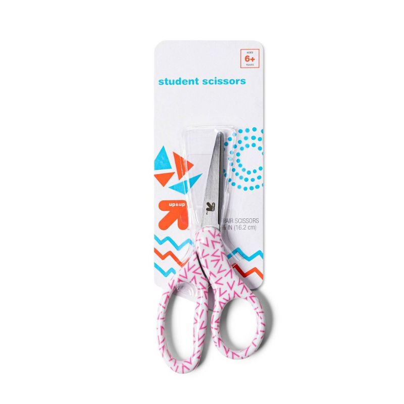 Photo 1 of 3 pairs of 6'' Student Scissors Pink and Blue Geo Grid - up & up™