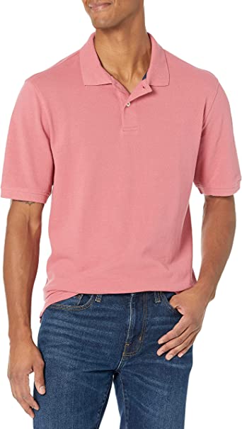Photo 1 of Amazon Essentials Men's Regular-Fit Cotton Pique Polo Shirt- Medium Washed Red
