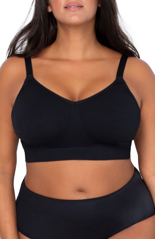 Photo 1 of Curvy Couture Smooth Seamless Comfort Bralette in Black Hue at Nordstrom, Size 4X-Large