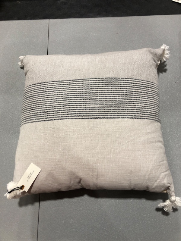 Photo 2 of 18" x 18" Mini Stripe Color Block Bed Pillow - Hearth & Hand™ with Magnolia