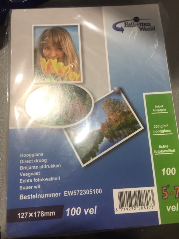 Photo 2 of 100 Sheets 5"x7" 230g/sqm EW572305-100 Photo Paper: Very Glossy and Waterproof Photo Paper, Compatible with All Current Ink Jet and Photo Printers fro
