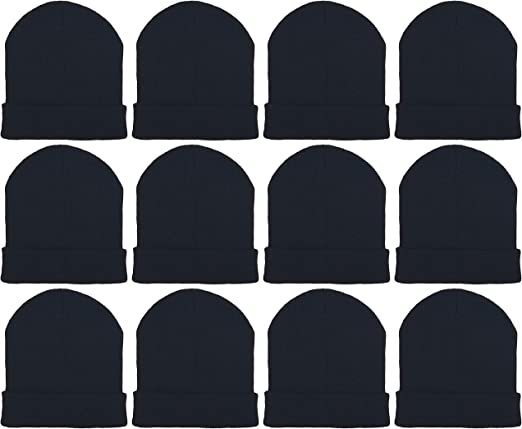 Photo 1 of 12 Pack Winter Beanie Hats for Men Women, Warm Cozy Knitted Cuffed Skull Cap, Wholesale
