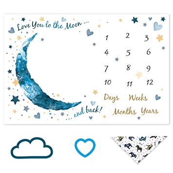 Photo 1 of Baby Monthly Milestone Blanket for boy/Girl, Baby Monthly Milestone boy/Girl Gifts, Newborn Baby Month Blanket, Baby Shower Blanket, Baby Age Chart Blanket, Baby Nursery Blanket, 60x40
