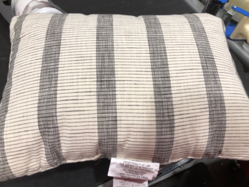 Photo 2 of 14" x 20" Bold Textured Stripe Lumbar Throw Pillow Sour Cream/Railroad Gray - Hearth & Hand™ with Magnolia

