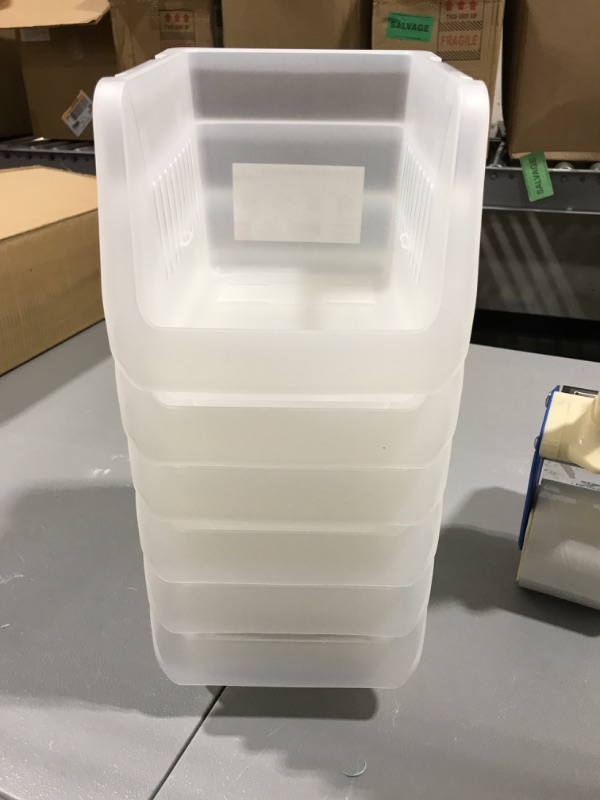 Photo 1 of 6 Pack Small Clear Stacking Bins