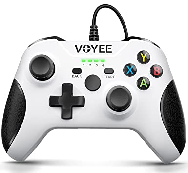 Photo 1 of VOYEE Xbox One Controller, Wired Controller Compatible with Xbox One/X/S/PC Windows 11/10/8/7 with Headphone Jack/Double Shock - White
