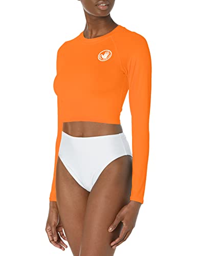 Photo 1 of Body Glove Women's Standard Let It Be Long Sleeve Crop Top Rashguard with UPF 50+, Goldfish, Large
