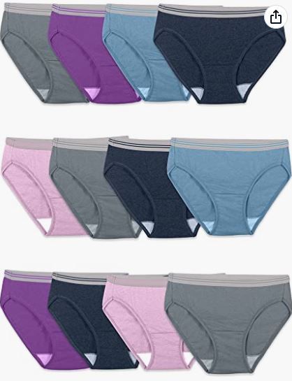 Photo 1 of (10 PACK) Fruit of the Loom Women's Eversoft Cotton Bikini Underwear, Tag Free & Breathable SIZE 5
 
