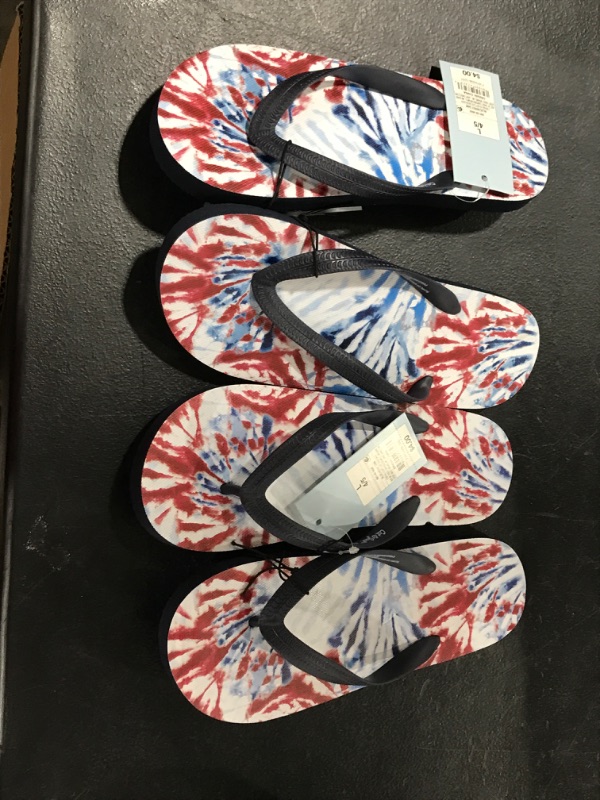 Photo 2 of 2 pairs of Girls' Sam Tie-Dye Slip-on Flip Flop Sandals - Size L 4/5 
