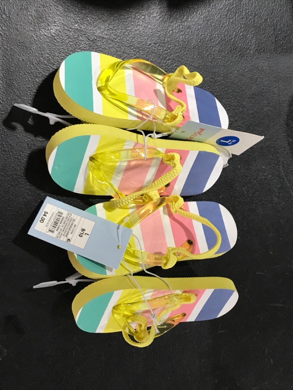 Photo 2 of 2 Pack of Toddler Adrian Slip-on Flip Flop Sandals - Cat & Jack Yellow Size L 9/10 
