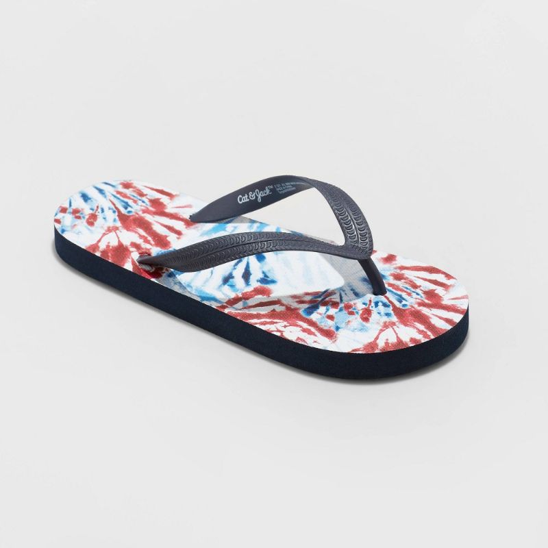 Photo 1 of 2 Pack of Girls' Sam Tie-Dye Slip-on Flip Flop Sandals - Cat & Jack Navy Blue Size L
 