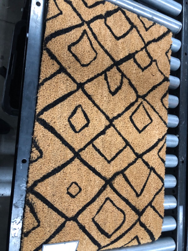 Photo 1 of 1'6" X 2'6" Outdoor Door Mat Neutral with Black Geo - Threshold™
