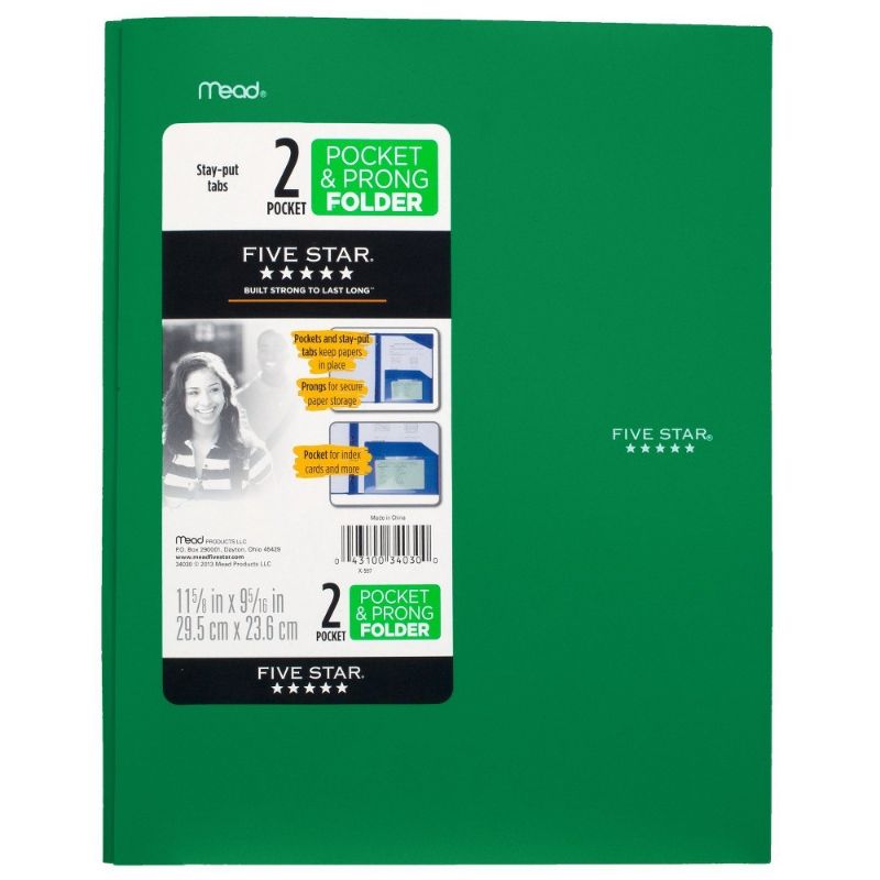 Photo 1 of Five Star 2 Pocket Plastic Folder with Prongs
QTY 8